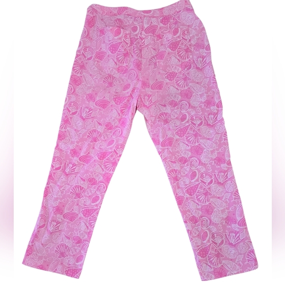 Lilly Pulitzer Womens Pink Seashell Cropped Straight Leg Pants Size 4 - Picture 1 of 6